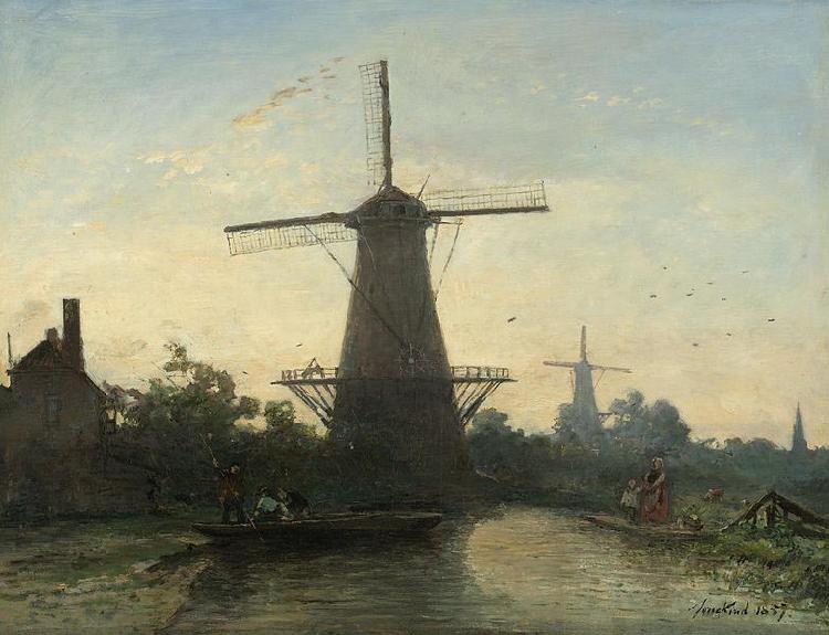 Johan Barthold Jongkind Mills near Rotterdam oil painting picture